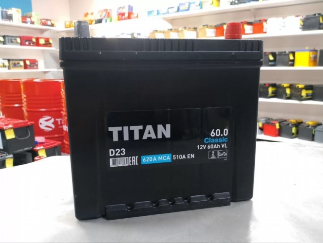 Аккумулятор, TITAN Cassic TCA600, 60 Ah, азия, обратная полярность